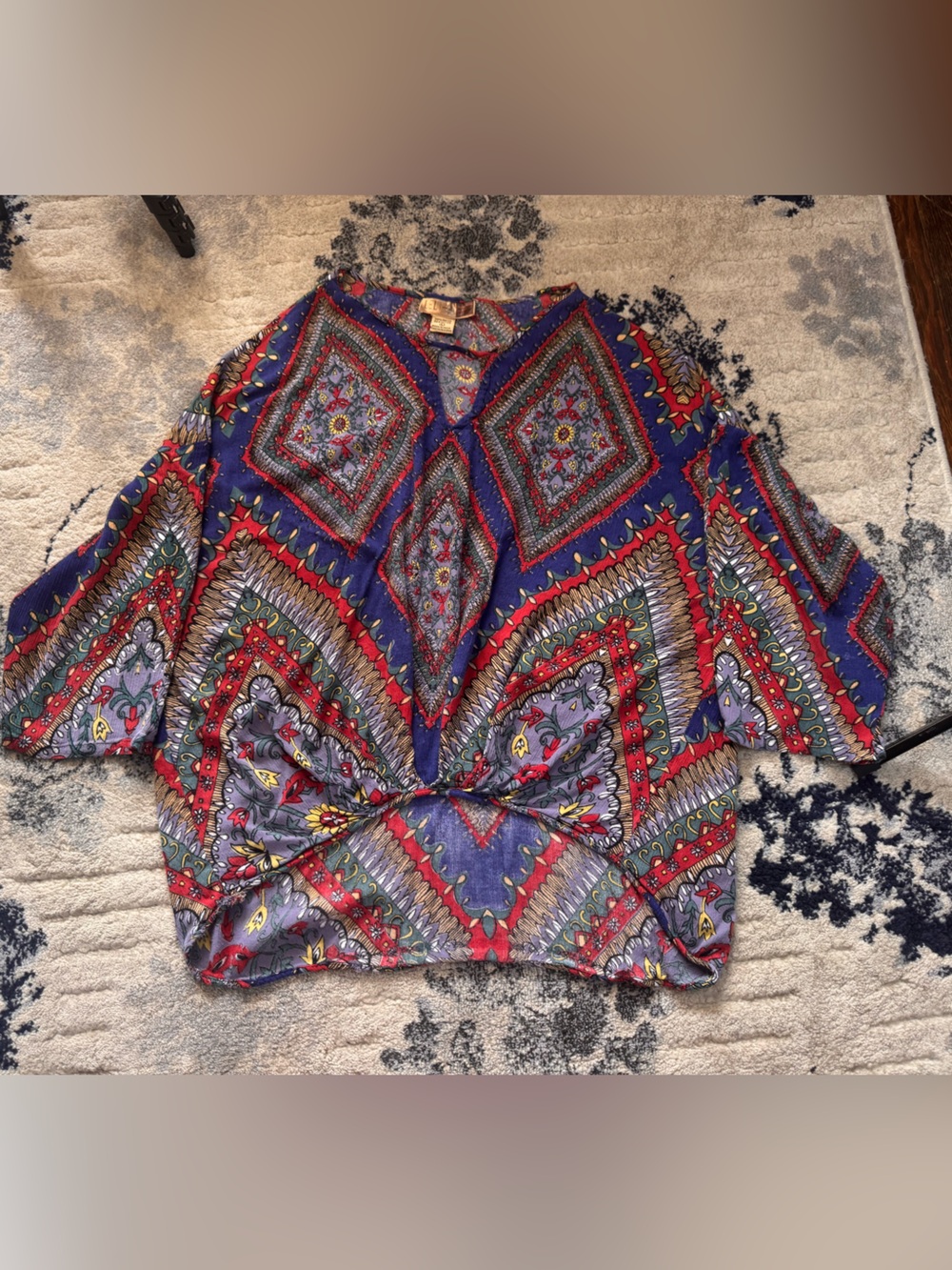Le Lis Multicolor Boho Print Tunic in Blue and Red brand is LEL
